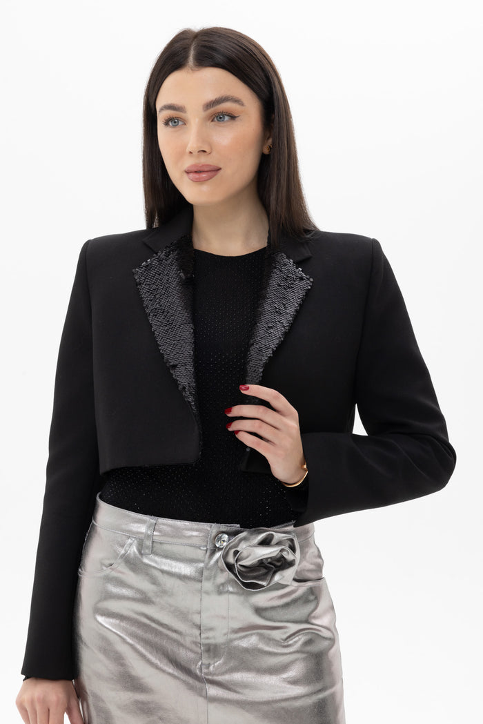 CROP SEQUIN BLAZER