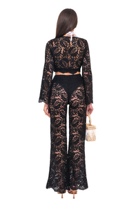 RIVIERA HIGH RISE FLARED LACE PANTS