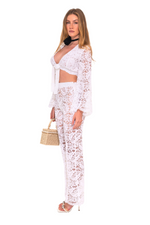 RIVIERA HIGH RISE FLARED LACE PANTS